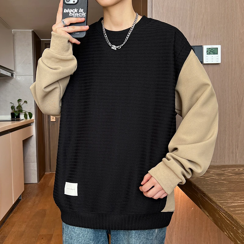 新款长袖卫衣男潮流港风宽松休闲青少年学生圆领时尚卫衣百搭上衣