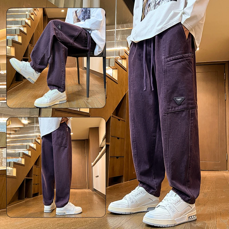 裤子男款秋冬款新款休闲裤男款时尚百搭水洗萝卜裤工装裤男士裤子