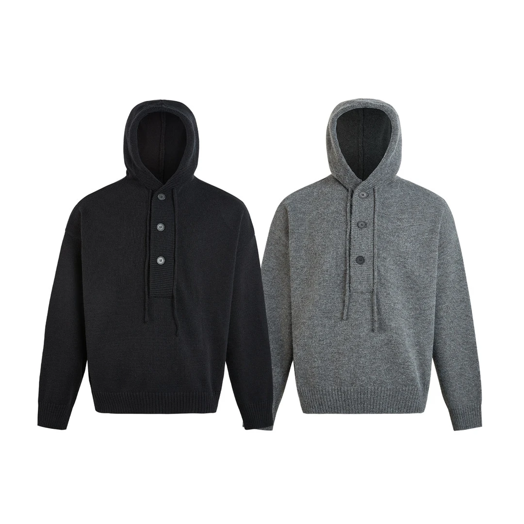 ONCE-【浮力清舱NO退NO换】简约复古老妹风针织连帽毛衣#1029