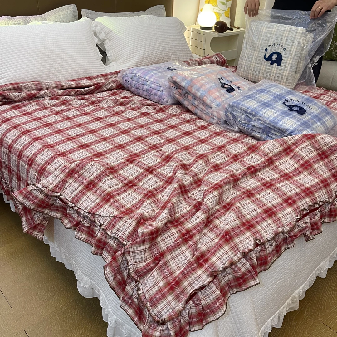 【畅姐推荐】韩国蓝小象反季特价夏被纯棉色织高支数高密度夏被