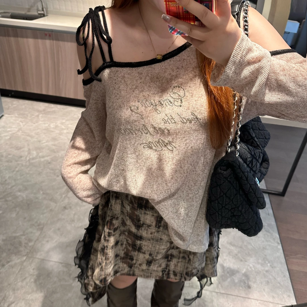 维维&南岛风大码女装春秋新款胖mm微胖上衣长袖t恤斜肩ZWW199