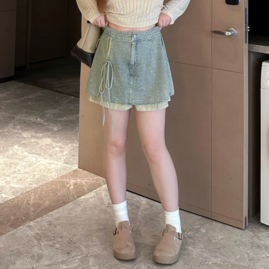 敏敏&南岛风大码女装夏季半身裙微胖牛仔胖mm遮肚子藏肉a字ZWW188