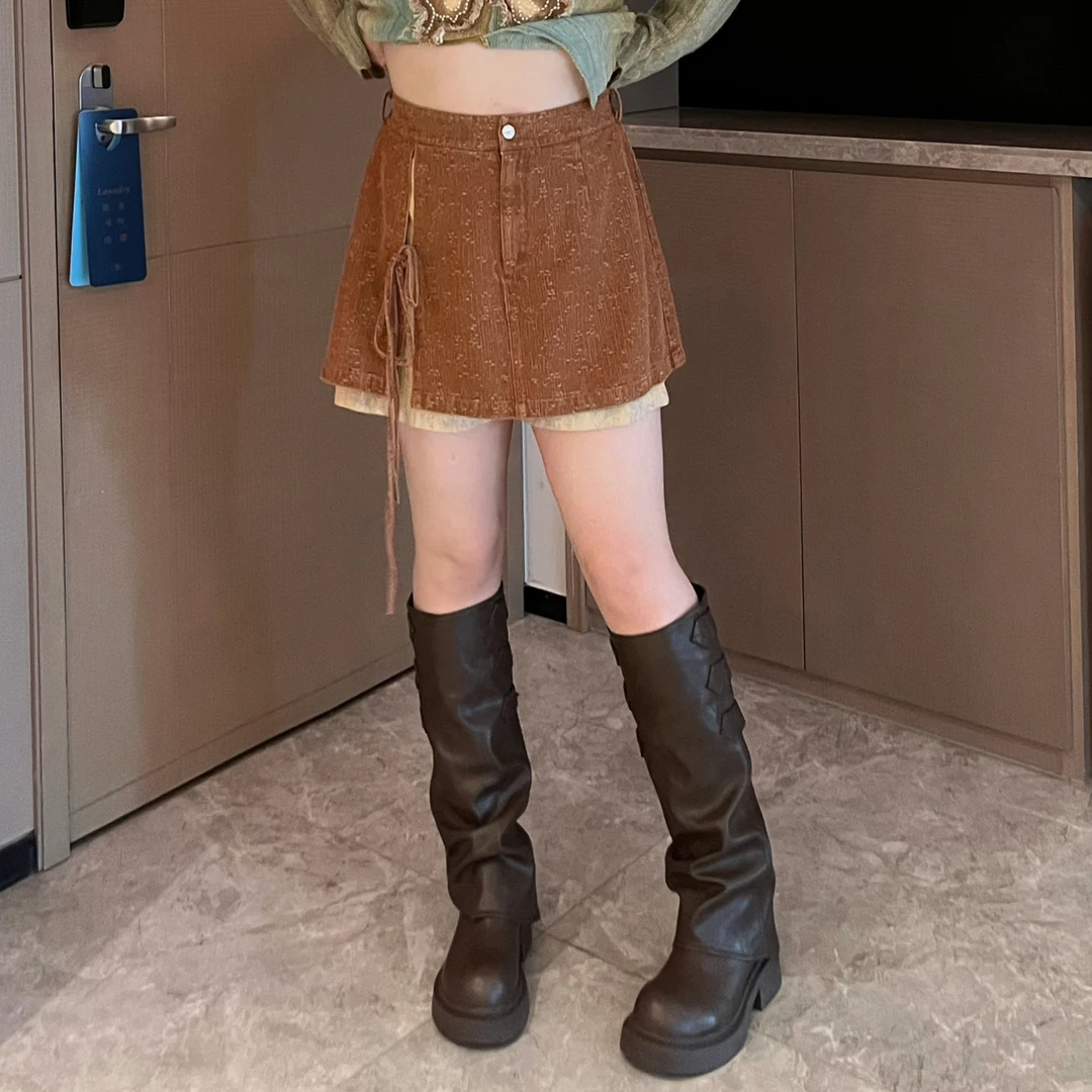 维维&南岛风大码女装新款春秋高腰半身裙胖mm遮肚子a字短裙ZWW343