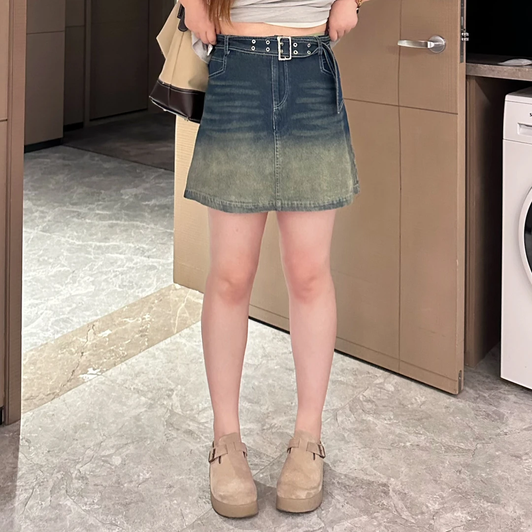 维维&南岛风大码女装2025新款夏胖mm高腰a字牛仔半身裙短裙ZWW136