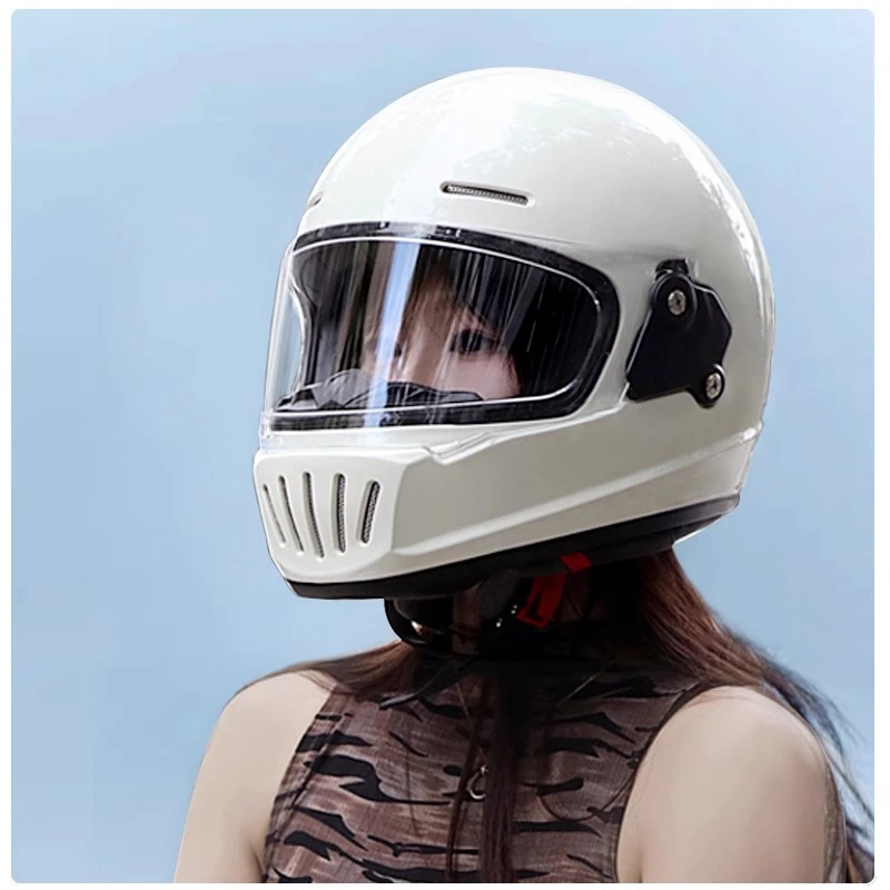 VGV3c认证复古机车全盔摩托车头盔男女四季夏巡航电动车安全头盔。