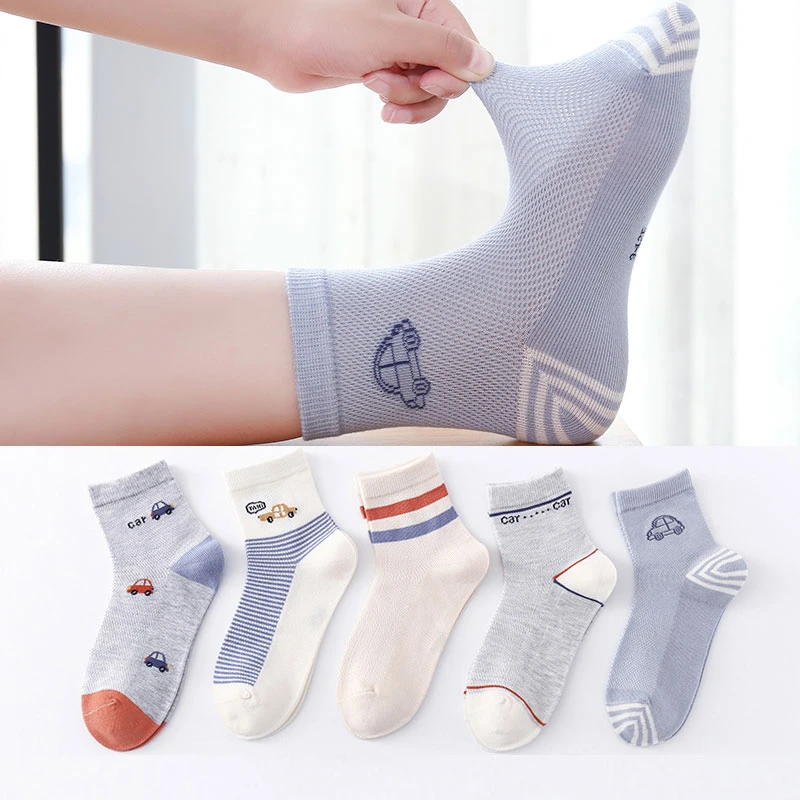 活动款）春夏季网眼六指鼠儿童袜子男童夏天薄款透气汽车款学生袜