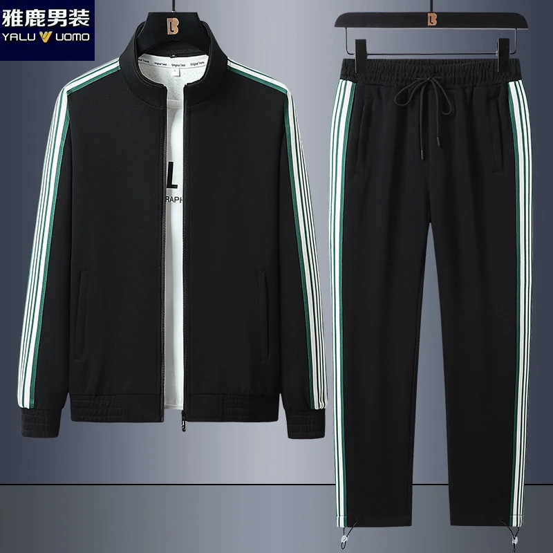 雅鹿男装秋冬季新款潮流韩版休闲时尚套装宽松立领情侣外搭两件套