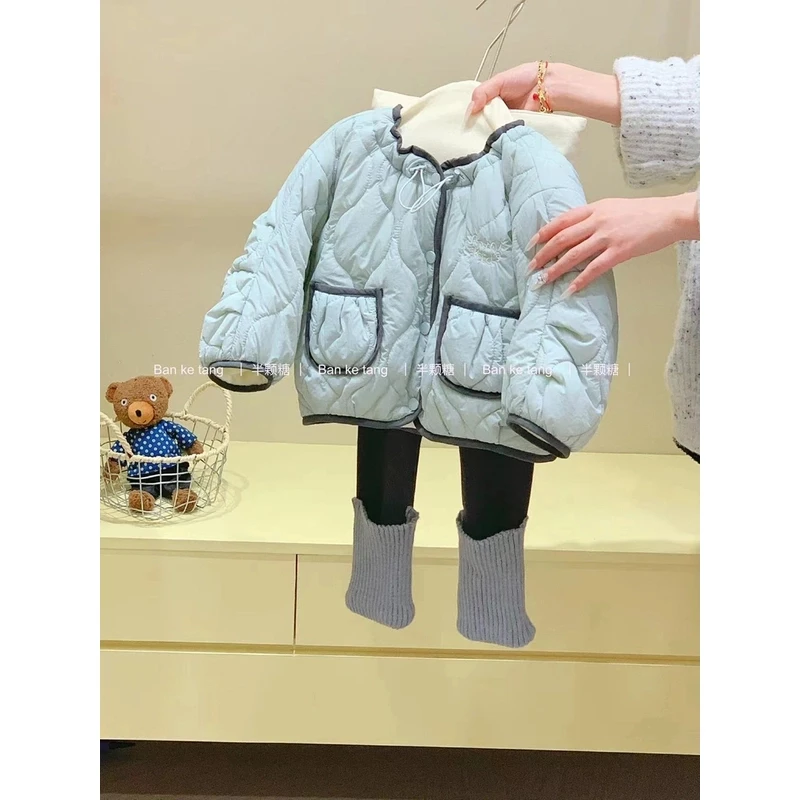 （no退no换）儿童蓝色棉服外套套装童装女童夹棉棉衣