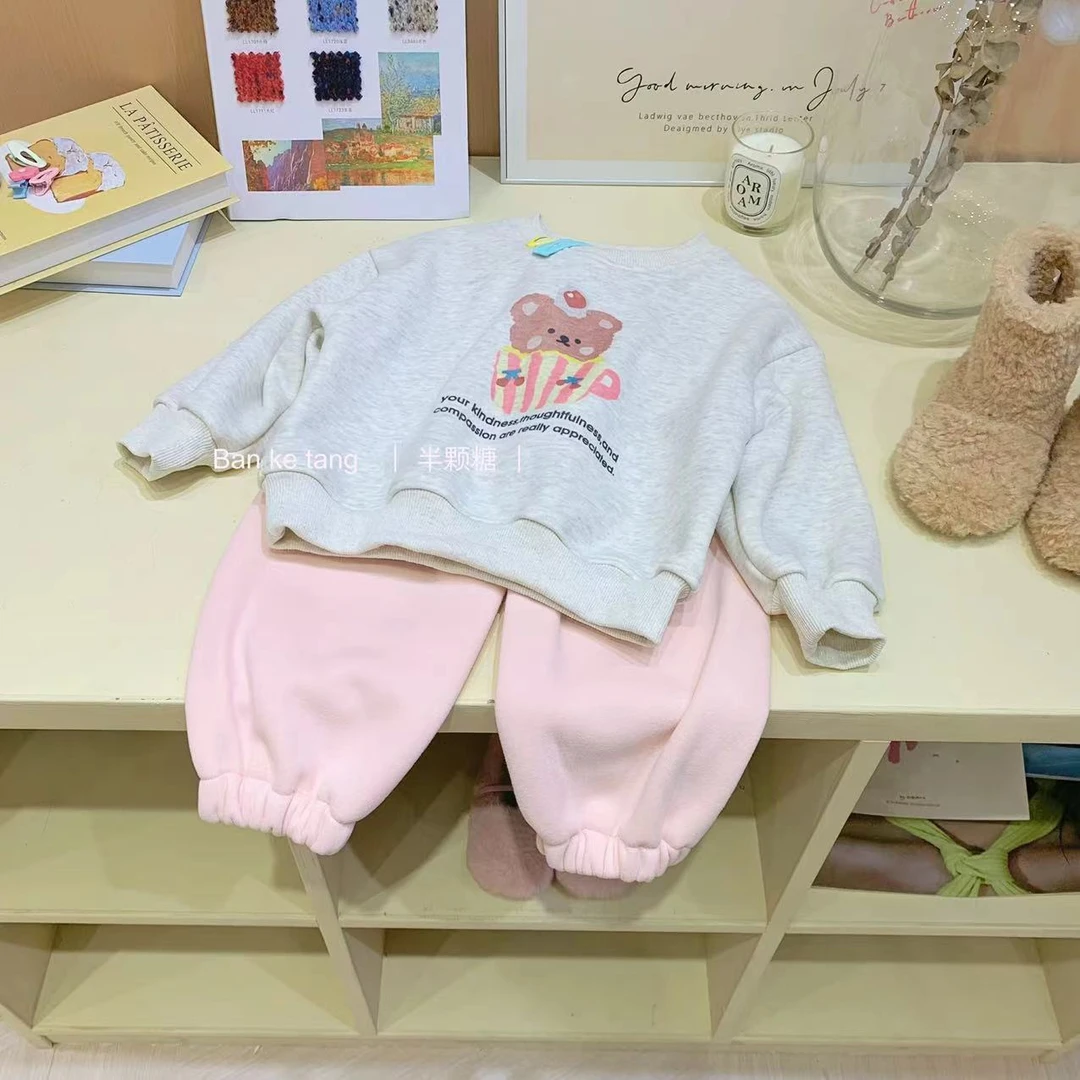 儿童卡通卫衣套装2024秋冬新款韩版童装女童洋气运动套装