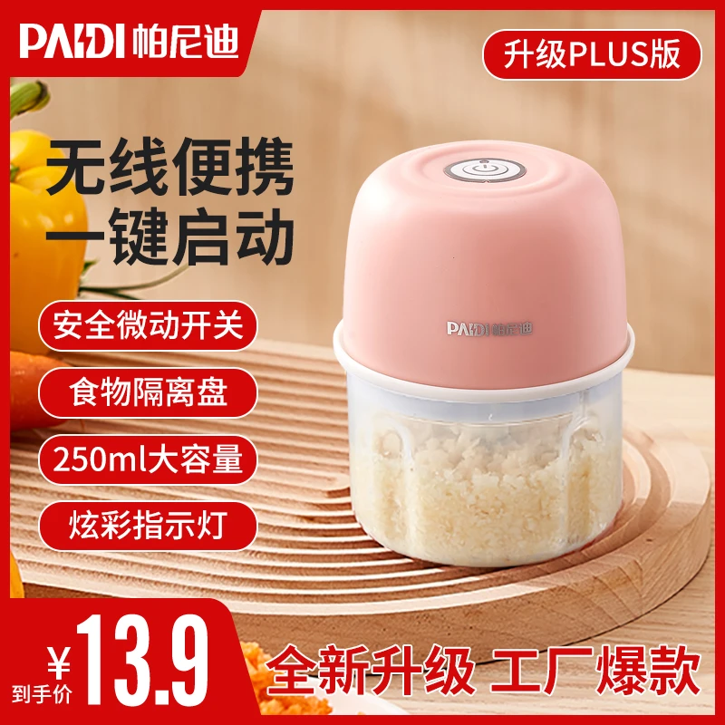 PANIDI/帕尼迪250ml电动无线迷你蒜泥机捣葱姜蒜神器蓉搅碎料理机