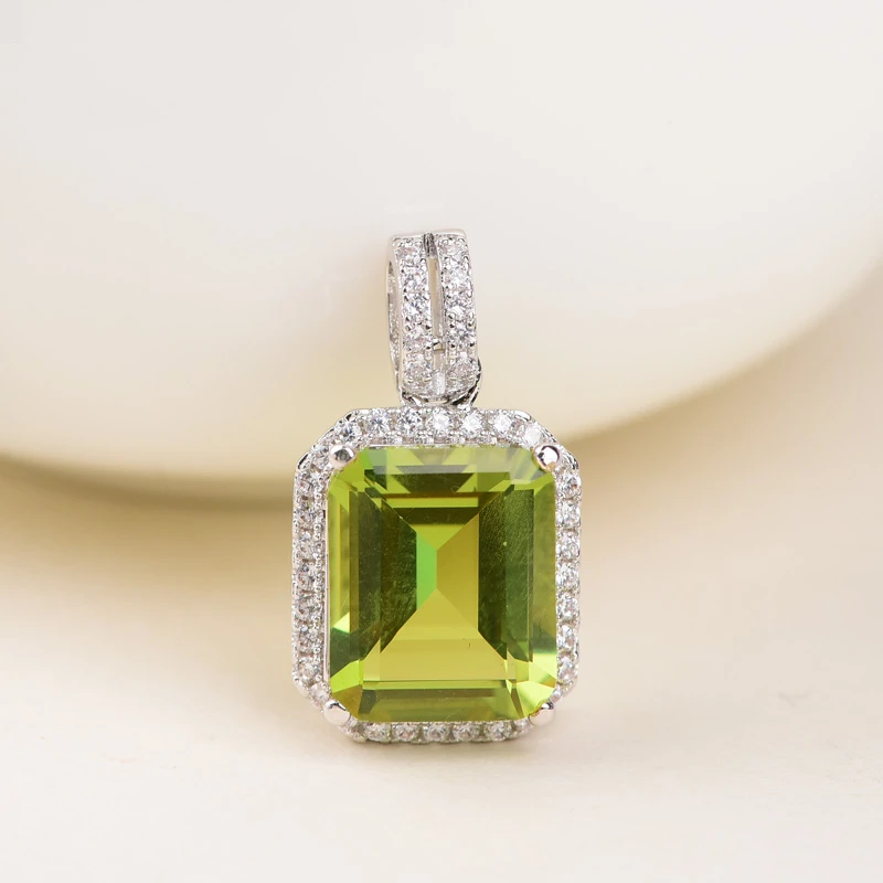 【千玺臻选】925银橄榄石吊坠简约气质百搭轻奢款P0054-1