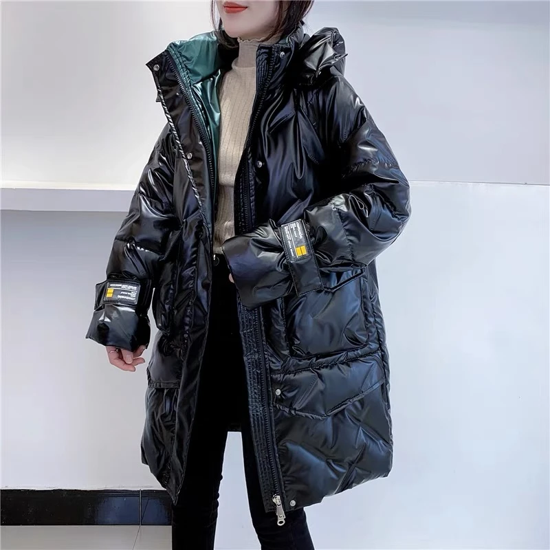 SHIMEISHAER/诗美莎尔冬季免洗亮面连帽网红加厚鸭绒外套YR854