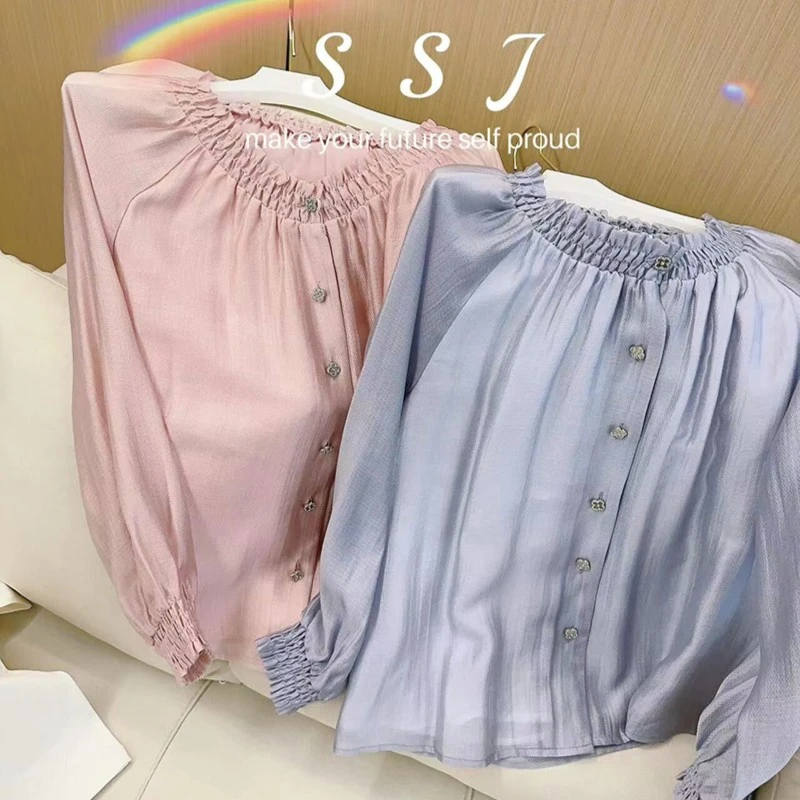 76821(日系甜美)长袖甜美雪纺衫女A2