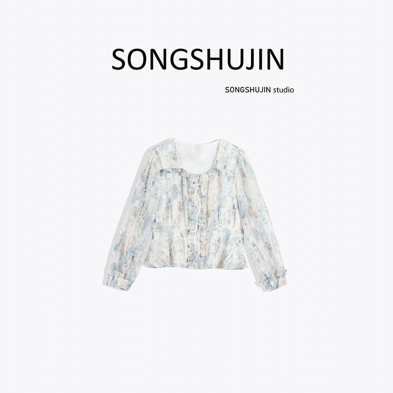 2428(傲娇公主)秋装新款小机灵长袖甜美雪纺衫女A2