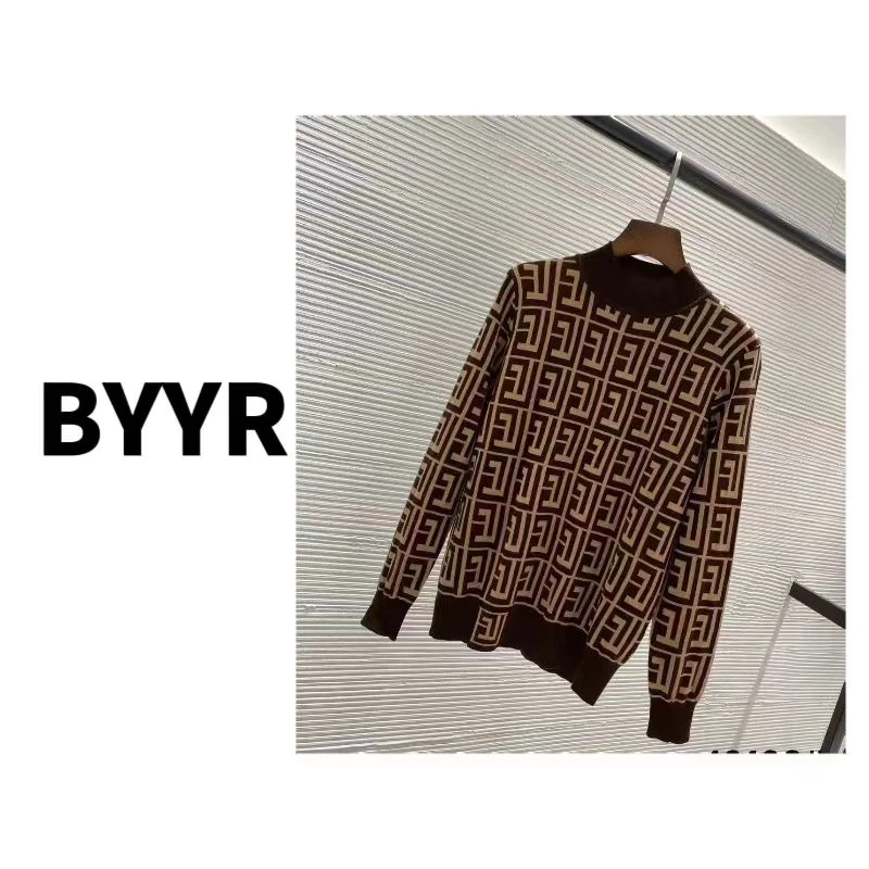 伴月伊人高定款轻奢提花半高领打底衫（深19198）