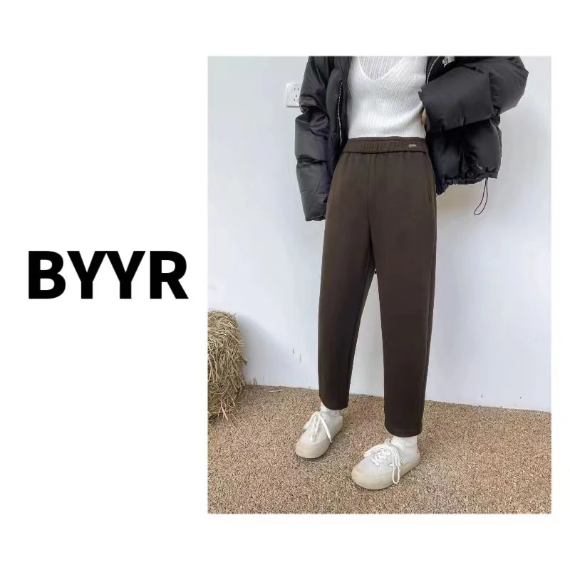 伴月伊人高定款加绒香蕉微垮裤（8777）