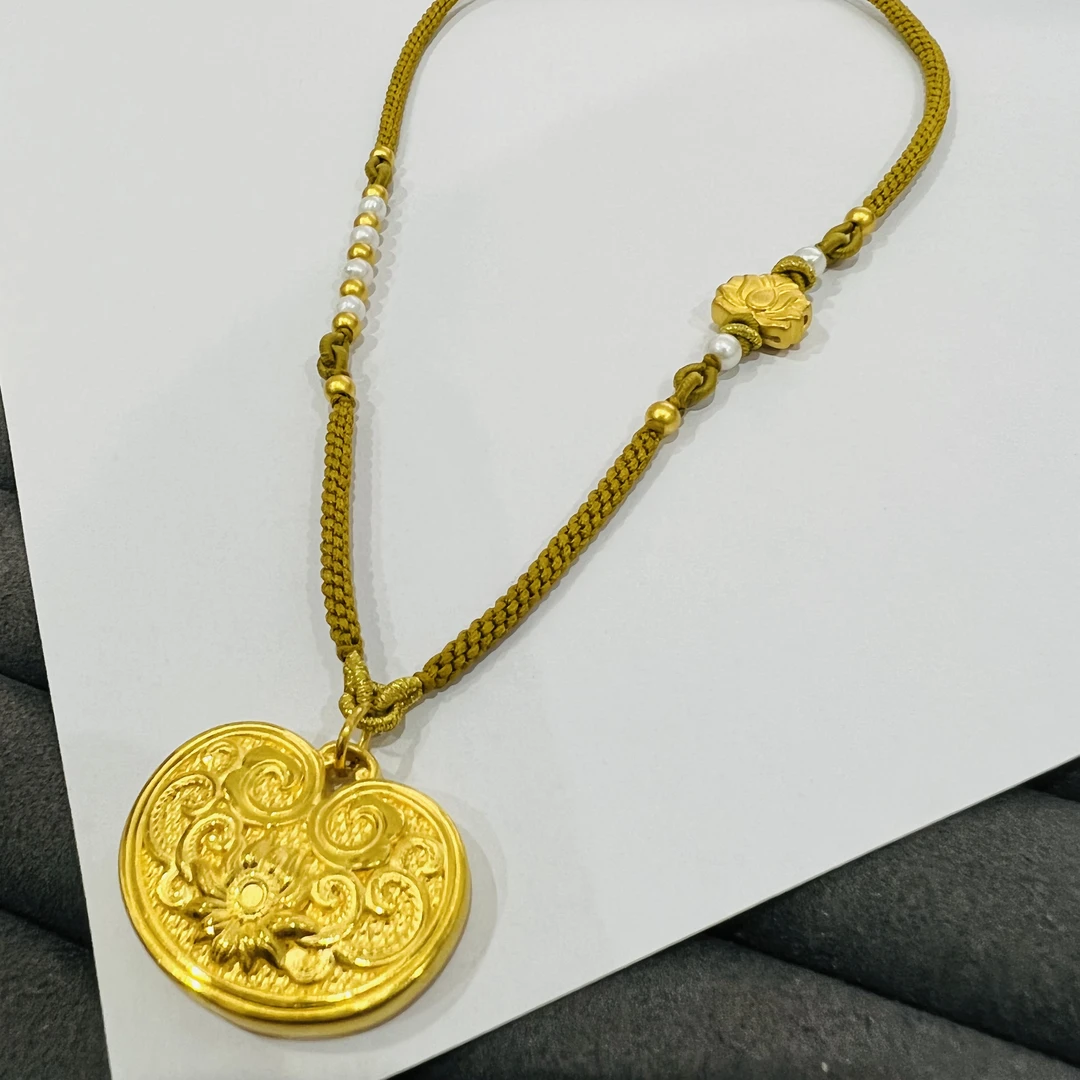 足金如意锁包项链 抽拉 百搭时尚