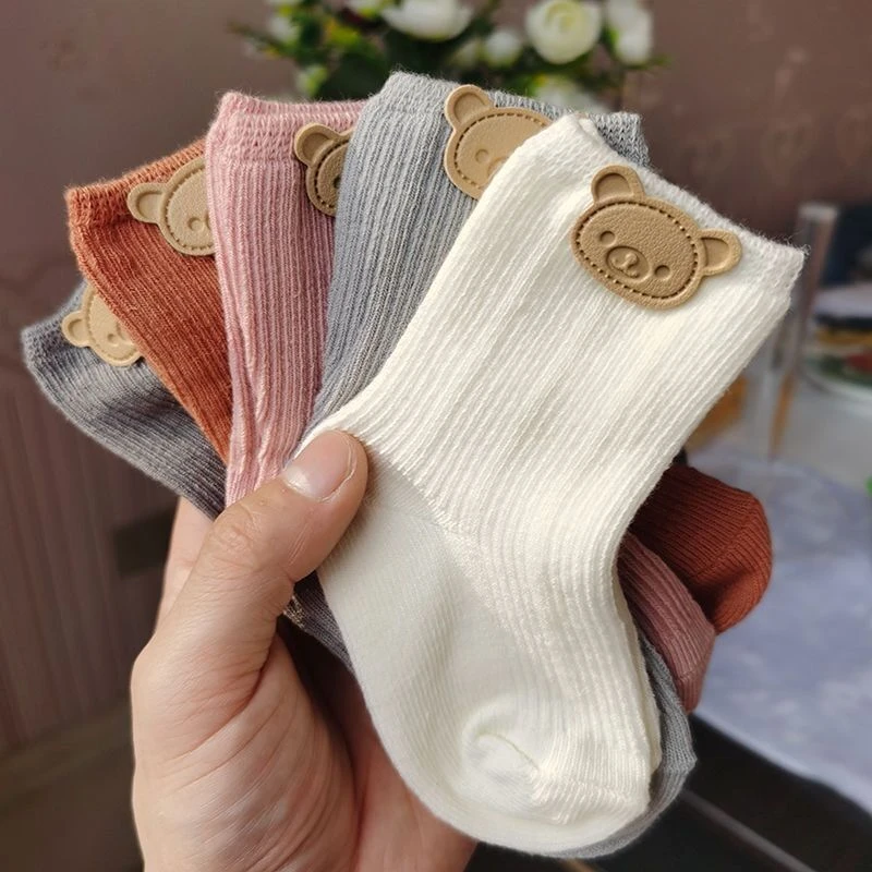 佧尚熊婴儿春秋款 中筒短袜儿童卡通 耐穿不勒腿宝宝中筒袜