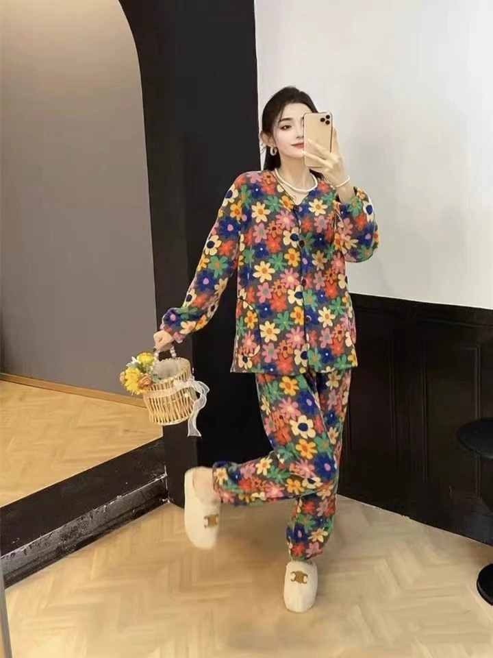 冬季新款减龄时尚睡衣套装家居服显瘦网红同款两件套