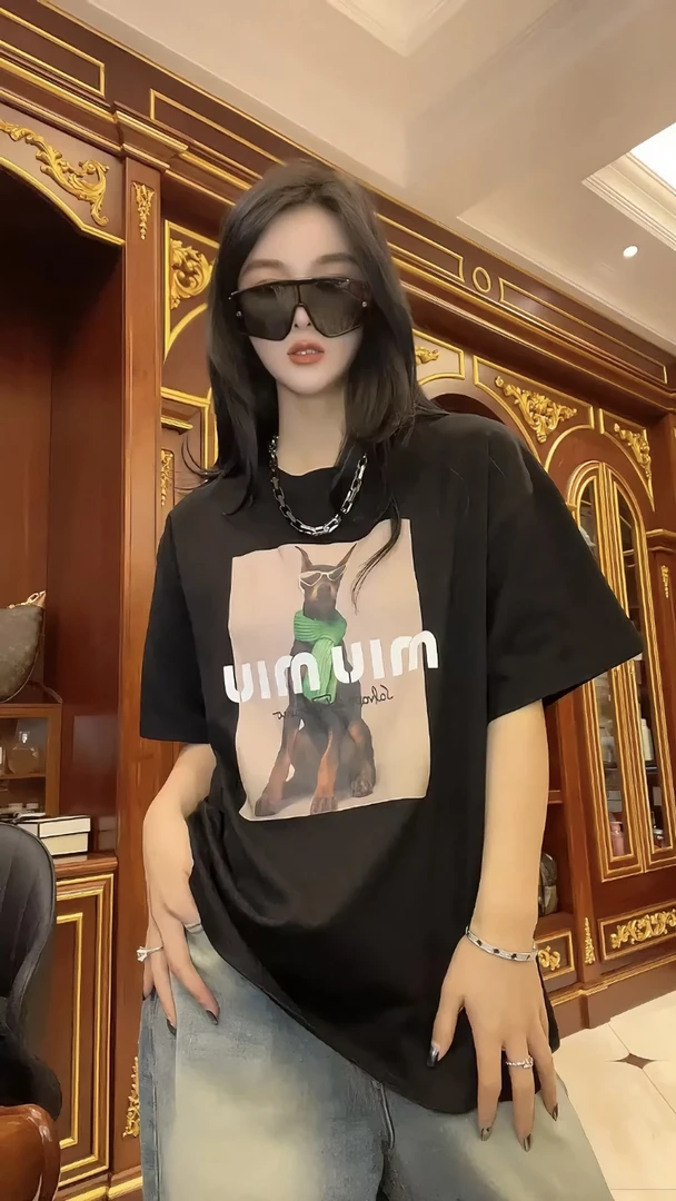 欧洲站2024秋冬新款欧货时尚圆领卡通印花长袖打底衫女上衣潮