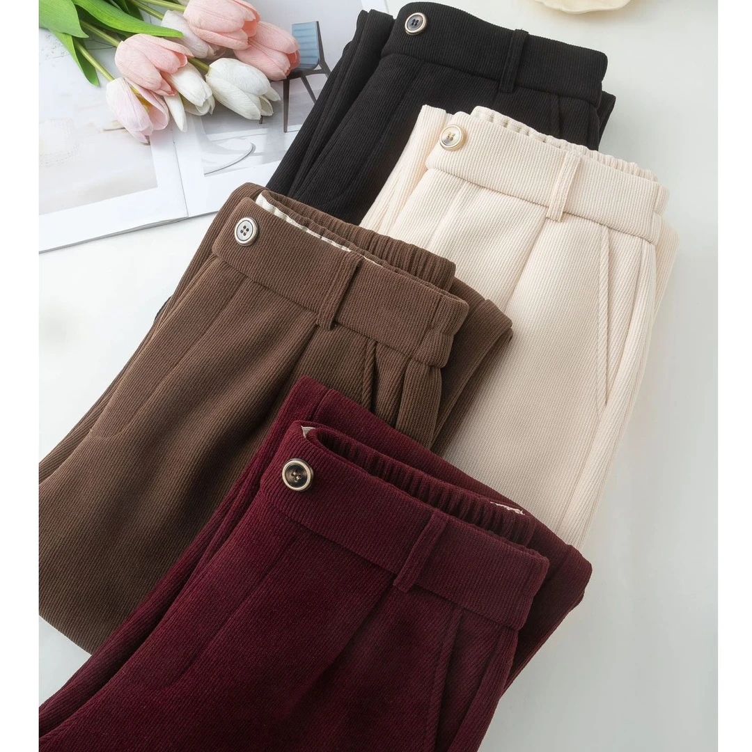 YiCi/忆慈【理想腿型】加绒加厚绵 羊 毛含微量桑 蚕 丝直筒裤5329