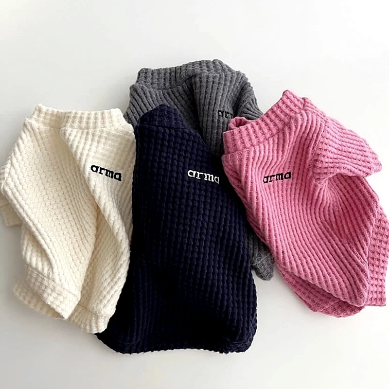 爱玩宠秋季华夫格打底衫泰迪比熊博美贵宾雪纳瑞猫咪小狗狗衣服