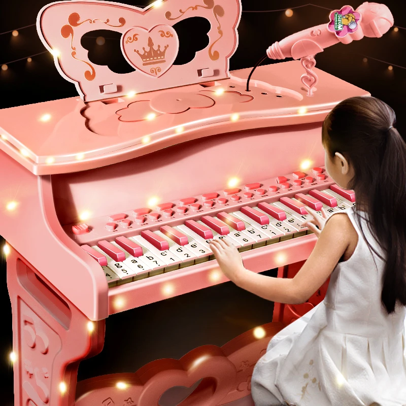 儿童钢琴玩具多功能电子琴带话筒初学女孩2宝宝3岁5小孩6生日礼物