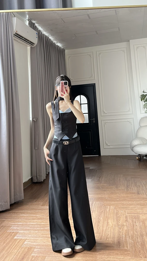 小小仟 辣妹女夏新款时尚露背纯欲蝴蝶吊带半身裙