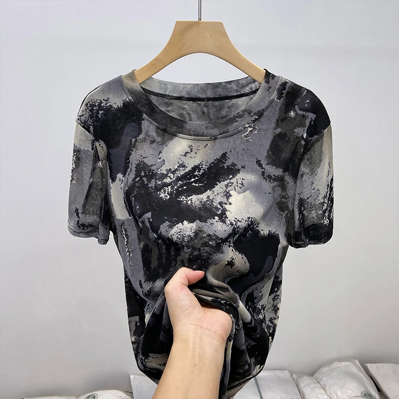 小众独特别致上衣新款遮肚子藏肉潮流气质高贵上档次女t恤8044