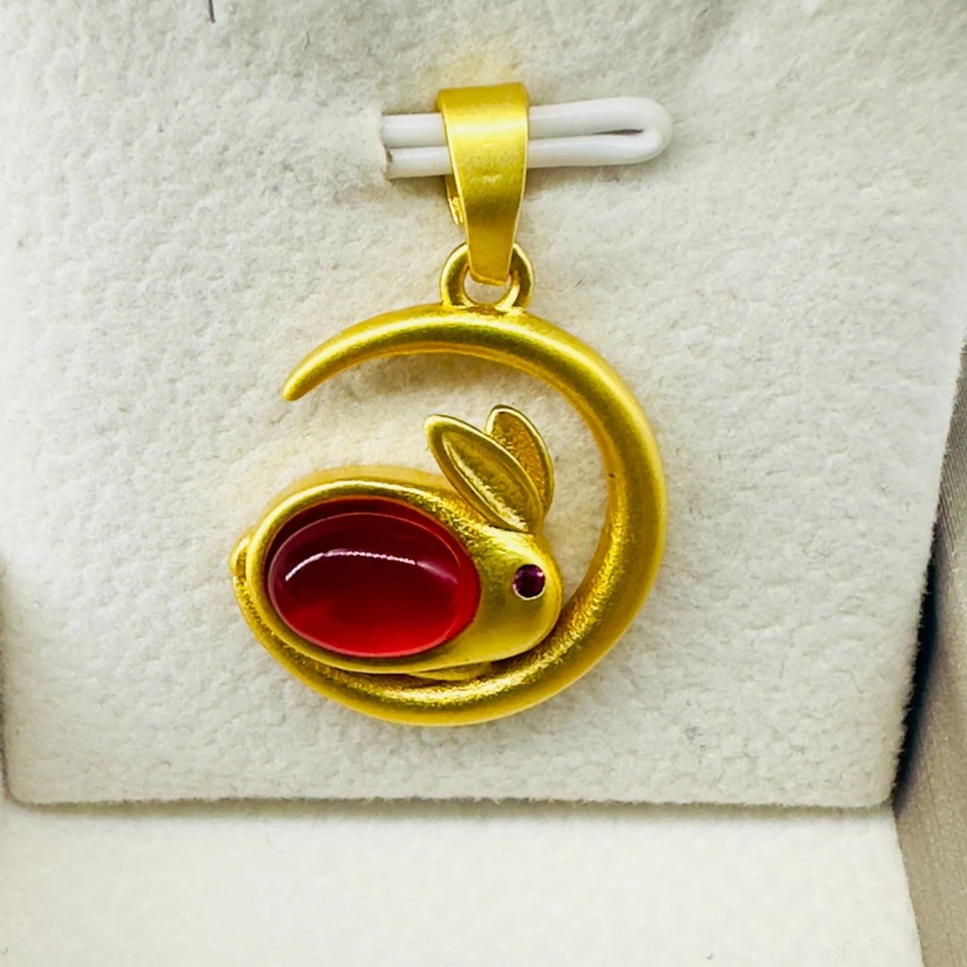 YNDZ202S级烈火精灵红色月亮兔玛瑙玉髓吊坠