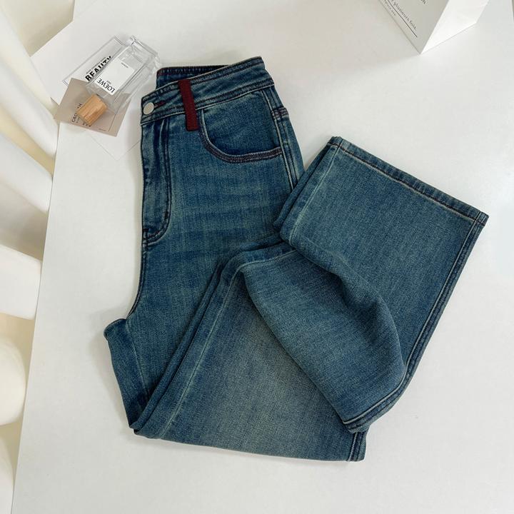 2024秋冬新款高腰窄版阔腿裤弹力软牛仔面料牛仔裤爆款百搭A5511