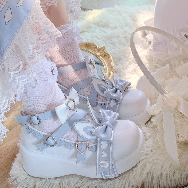 萌卡酱Lolita原创正版兔甜心学生厚底兔子鞋小皮鞋少女圆头ins