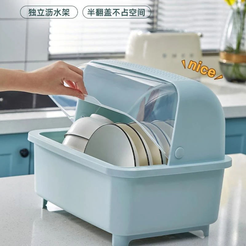 厨房沥水碗柜带盖放碗箱碗碟收纳架家用小型碗筷收纳盒碗盘置物架