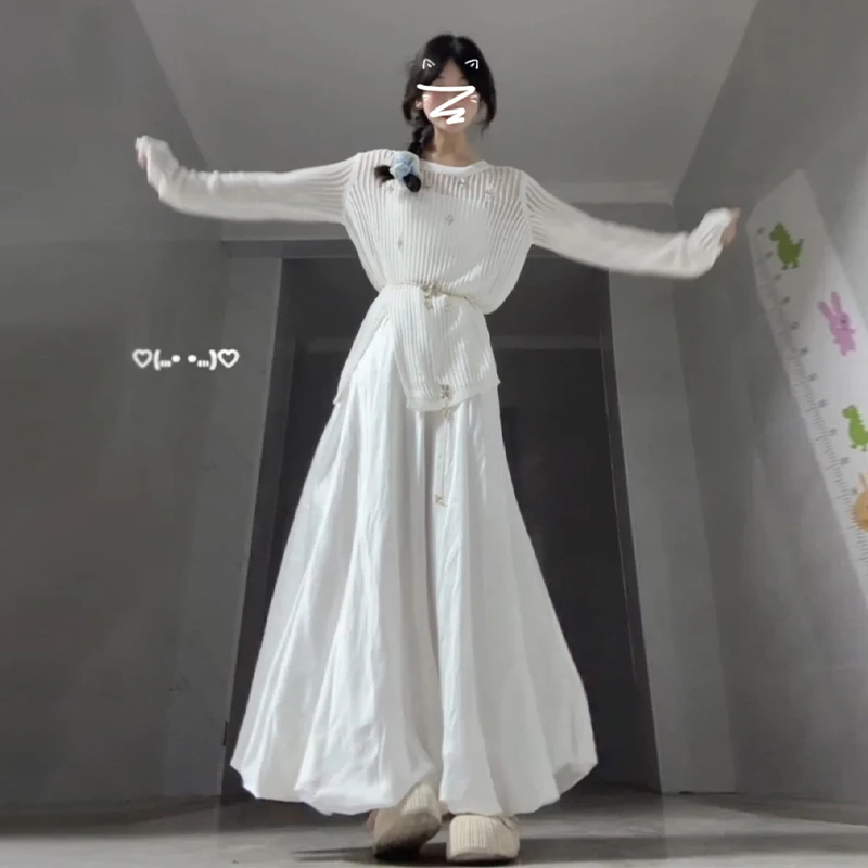 连衣裙显瘦气质长袖白色长裙法式收腰女装裙子礼服轻奢复古小众