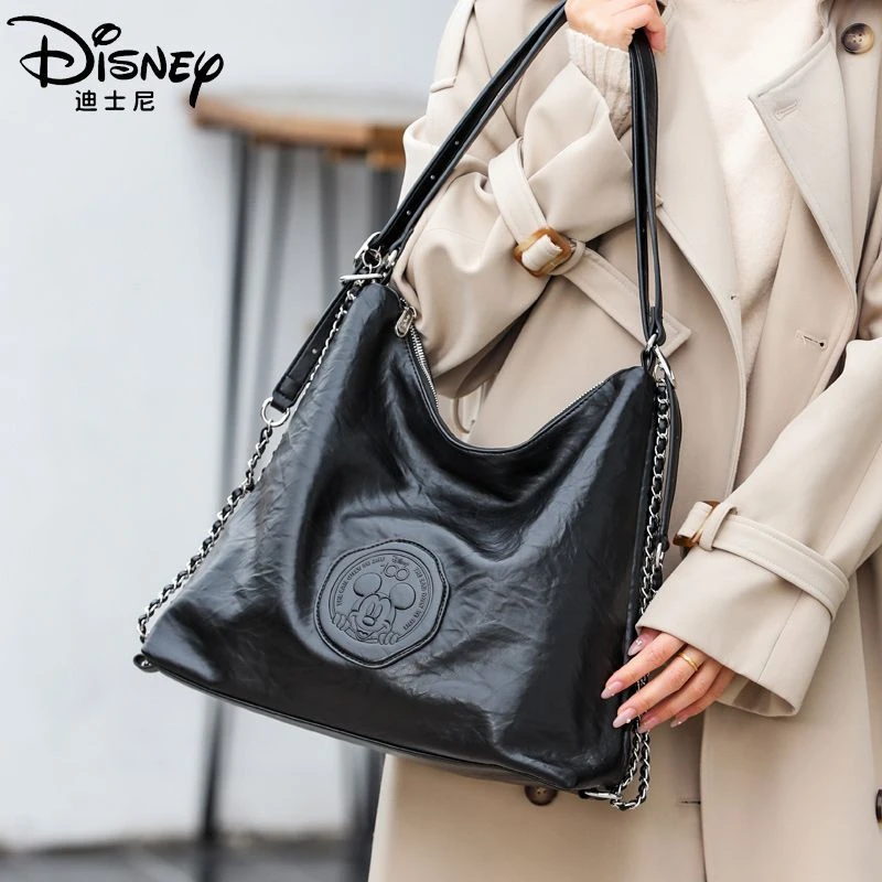 Disney迪士尼时尚斜跨休闲包软皮大托特包百搭单肩轻奢通勤双肩包