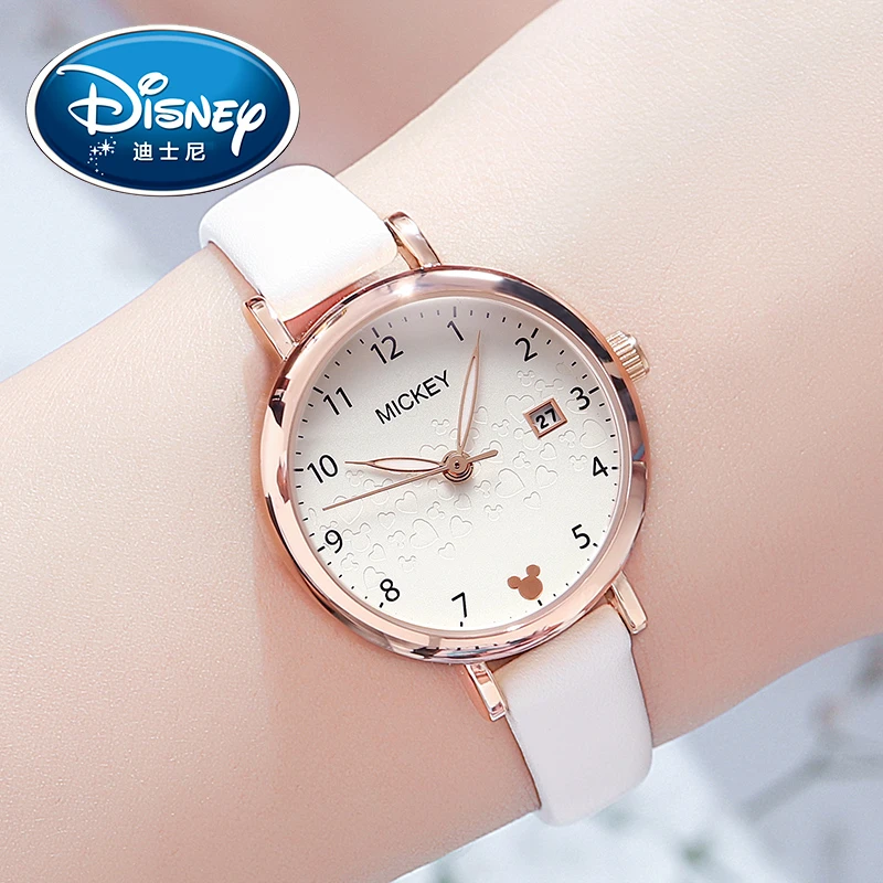 迪士尼可爱中学生高中女生防水少女儿童女童细带小巧夜光手表时尚
