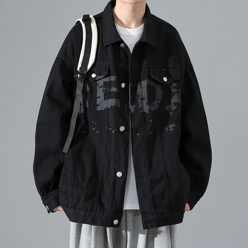 2025新款牛仔外套男春秋款潮牌痞帅宽松美式夹克复古学生上衣服