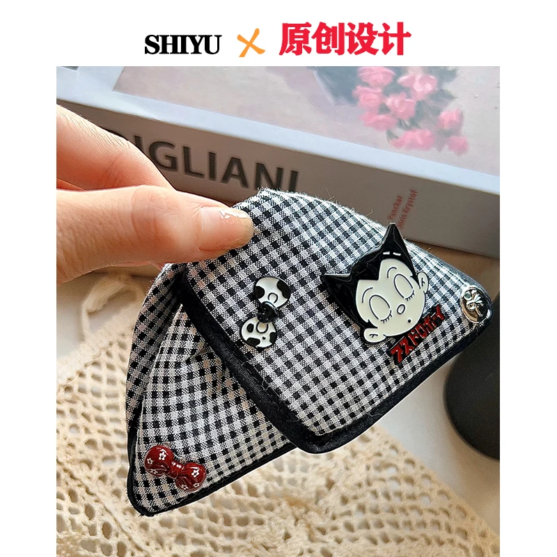 F0150韩东大门黑白方格卡通阿童木煤球KTAB面大抓夹可爱百搭简约