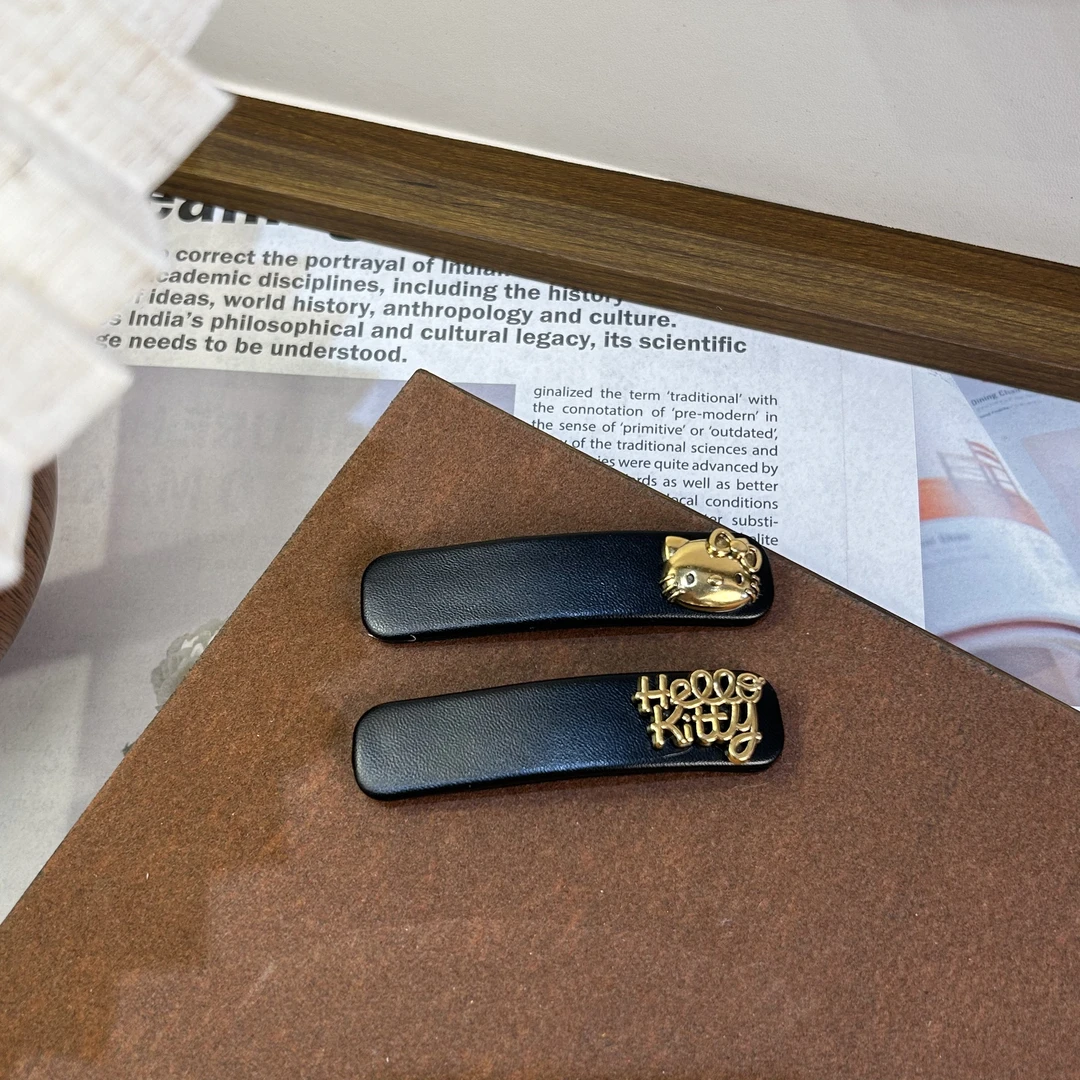 F0231韩东大门黑色皮质复古百搭氛围感秋冬拜拜夹刘海夹碎发夹