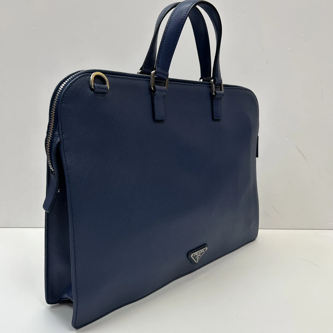 95新 Prada/普拉达 98新普拉达蓝色全皮公文包956