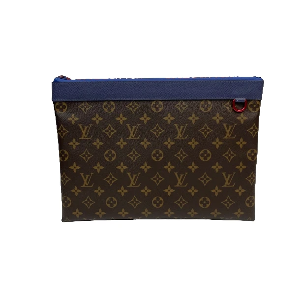 95新 LouisVuitton/路易威登 supreme联名棕老花大号手拿包/168号