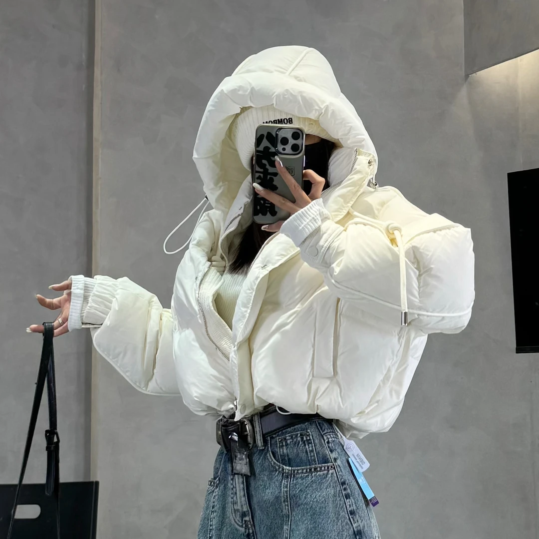 【琳琳定制】18575#冬季保暖纯色时尚百搭保暖加厚连帽棉服