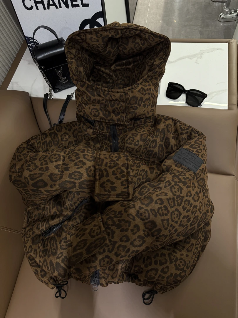 【琳琳定制】原创冬季新款豹纹魔术贴棉服#18000-1