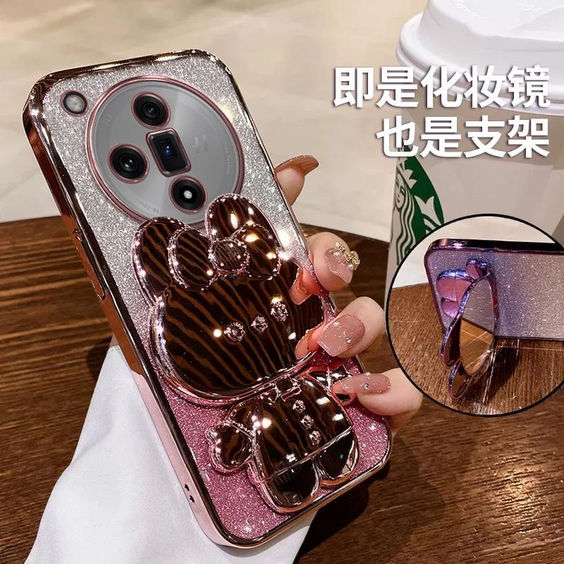 适用可爱兔子适用oppofindx7手机壳玫瑰金findx5pro透明电镀findx