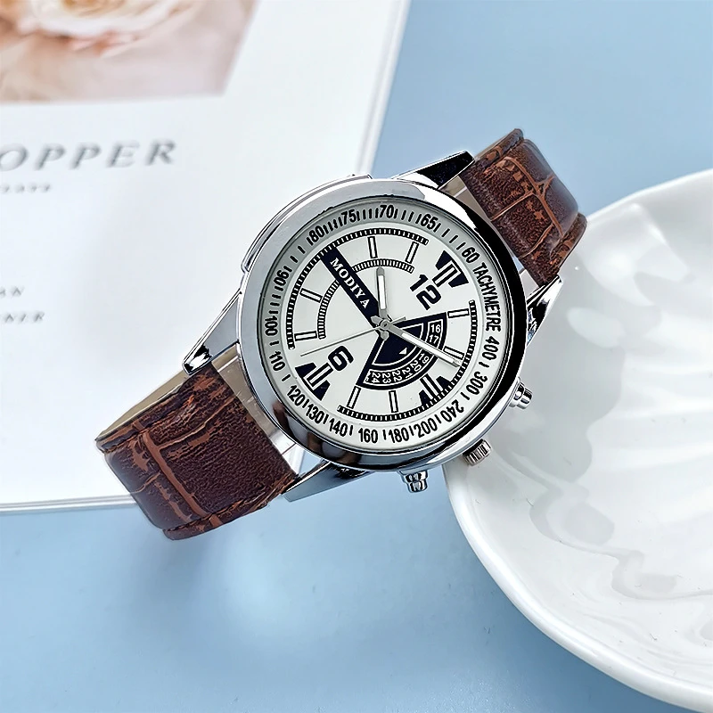 MODIYA蓝光玻璃手表男跨境休闲石英皮带送礼男士手表简约潮流