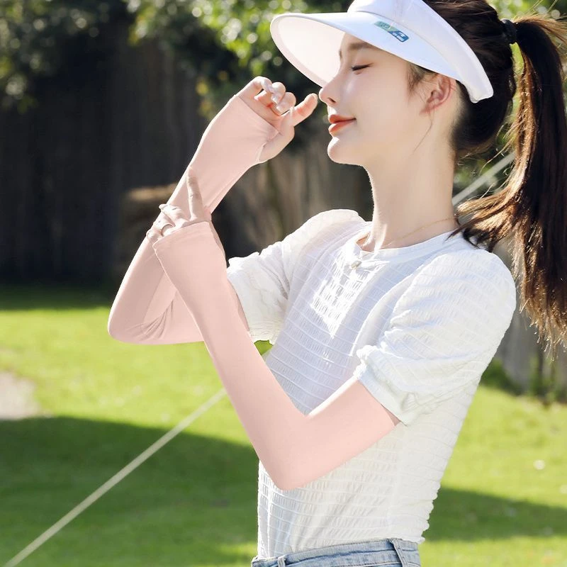冰袖夏季女骑行户外男士开车防紫外线薄冰丝防晒袖套护手臂套长款