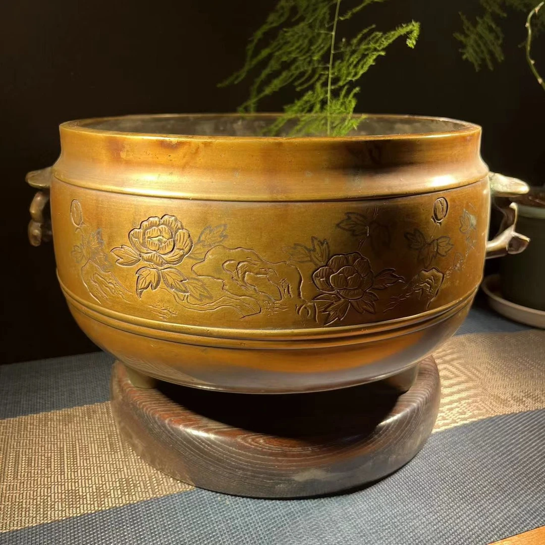 茶炉 铜火钵  富贵长寿老火钵 火炉  火盆 回流黄铜火钵铜炉雕刻