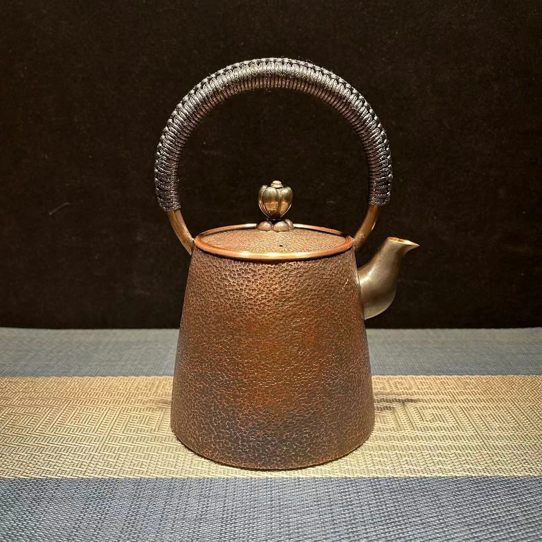 铜壶 称心如意提梁烧水壶 800毫升 加厚紫铜壶 煮水壶 手工锻打铜