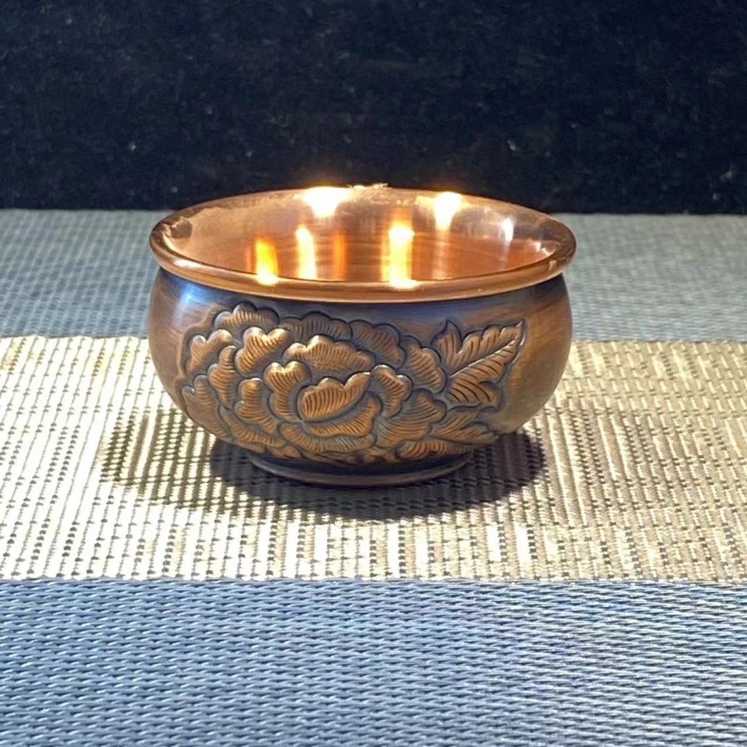 杯子 纯手工主人杯 对杯小口杯全手工铜杯 紫铜茶杯锤纹铜杯