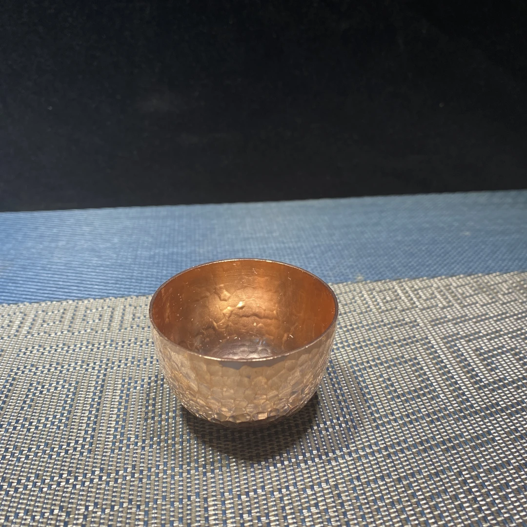 茶杯 单层原色紫铜杯手工  锤纹 主人杯